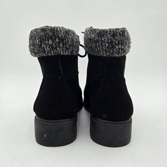 Blue Suede Shoes Boots Womens Black Lace up Faux Suede Size 9 EUC Knit Trim - Picture 4 of 7